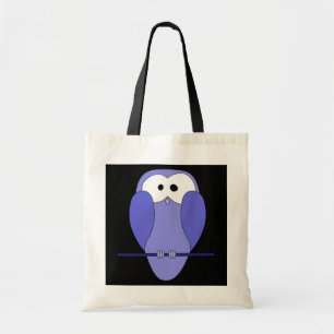 Bolso De Tela Búho en la noche. Azul, negro