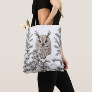 Bolso De Tela Búho en Nieve