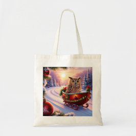 Bolso De Tela Búho en trineo durante las vacaciones