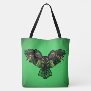 Bolso De Tela Búho Esmeralda Majestuoso
