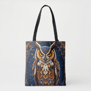 Bolso De Tela Búho geométrico con colores vibrantes
