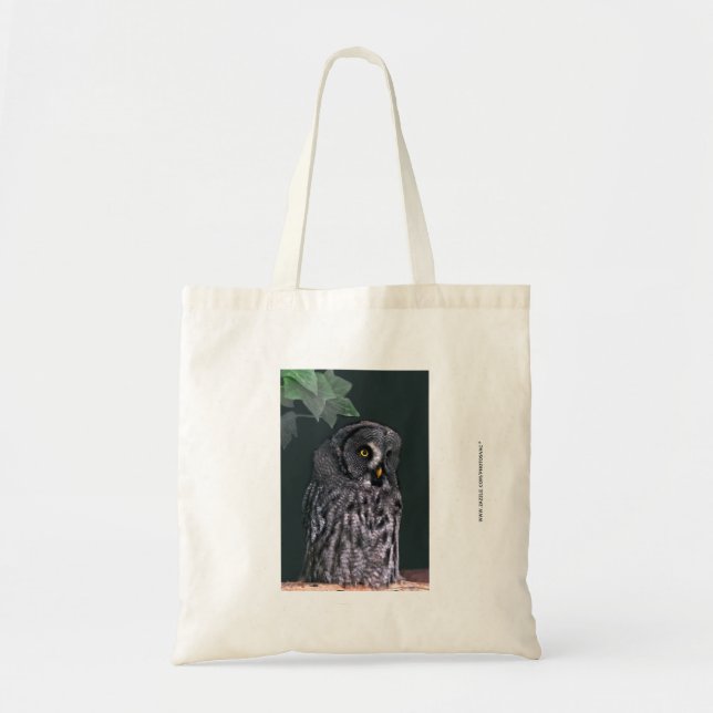 Bolso De Tela Búho Gris Grande (Frente)