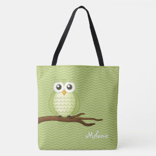 Bolso De Tela Búho lindo el Personalizble