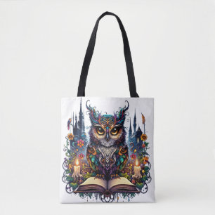 Bolso De Tela Búho Mágico Bibliotecario