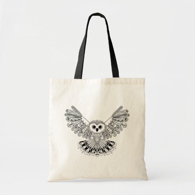 Bolso De Tela Búho negro del estilo (Frente)