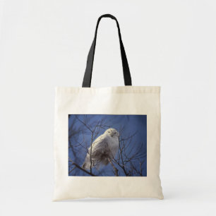 Bolso De Tela Búho Nevado - pájaro blanco contra un cielo azul