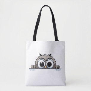 Bolso De Tela Búho Peeking Cute Adorable Gracioso Personalizado 