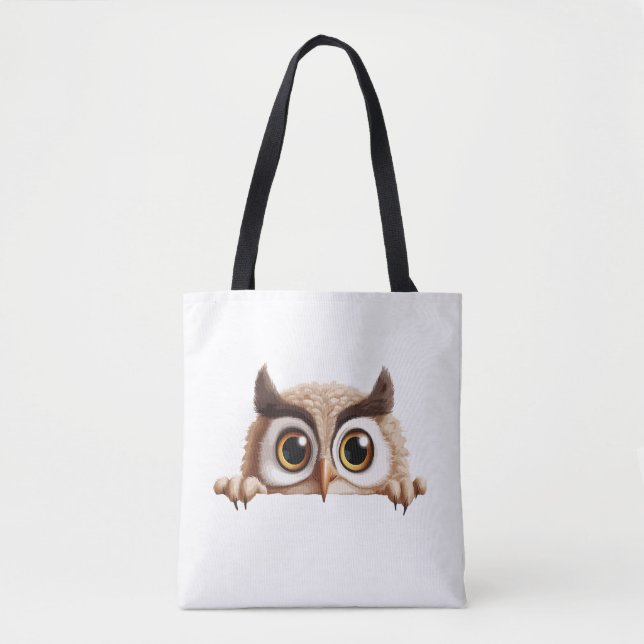 Bolso De Tela Búho Peeking Cute Adorable Gracioso Personalizado  (Anverso)