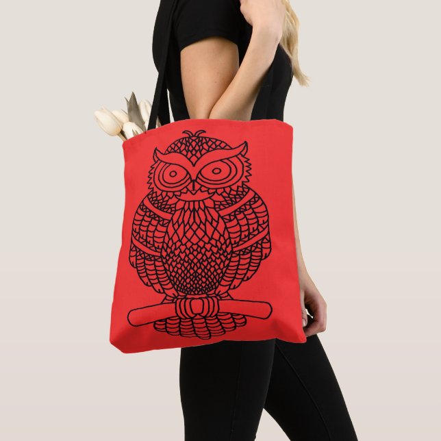 Bolso De Tela Búho (rojo) - Tote (Detalle)