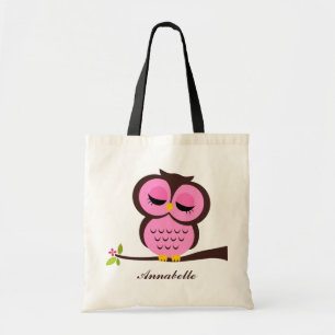 Bolso De Tela Búho Rosa