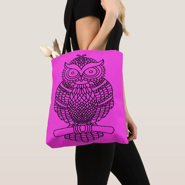 Bolso De Tela Búho (rosa) - Tote (Detalle)