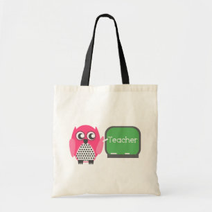 Bolso De Tela Búho rosado en la pizarra