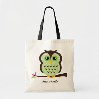 Bolso De Tela Búho Verde