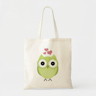Bolso De Tela Búho verde con los corazones