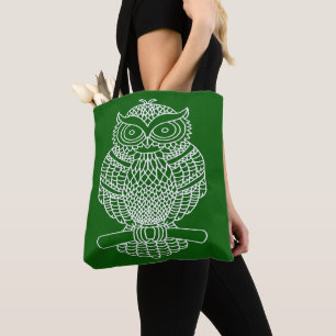 Bolso De Tela Búho (verde oscuro) - Tote