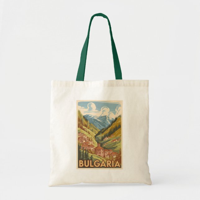Bolso De Tela Bulgaria Ilustracion pintoresco Viaje arte cosecha (Frente)