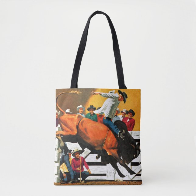 Bolso De Tela Bull Riding por Fred Ludekens (Anverso)
