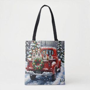 Bolso De Tela Bull Terrier Navidad Camión Rojo Fiesta