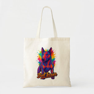 Bolso De Tela Bull Terrier Neon Pop Art – Colorido Perro Colorid