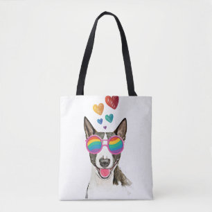 Bolso De Tela Bull Terrier perro con corazones día de San Valent