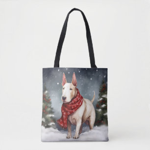 Bolso De Tela Bull Terrier Perro en Navidad Nieve
