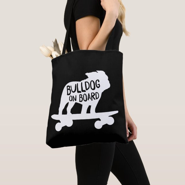 Bolso De Tela Bulldog a bordo | Skateboarding Dog Silhouette (Detalle)