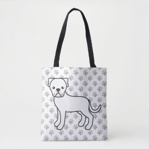 Bolso De Tela Bulldog Americano Blanco Lindo Dibujo Animado y Pa