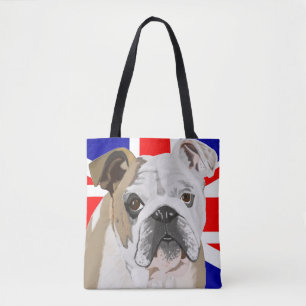 Bolso De Tela Bulldog británico con Union Jack