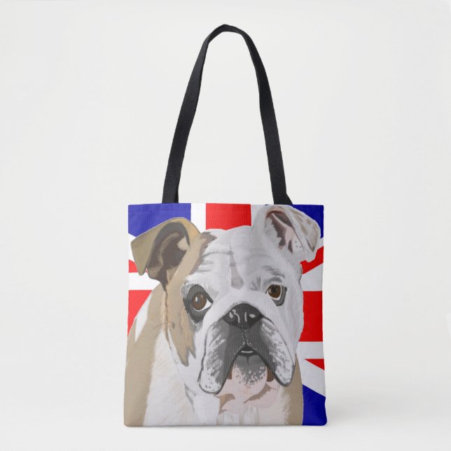 Bolso De Tela Bulldog británico con Union Jack (Anverso)