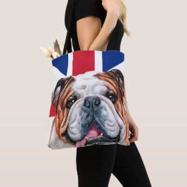 Bolso De Tela Bulldog británico escueto sobre la bandera de la U