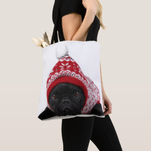 Bolso De Tela Bulldog con el suéter encapuchado