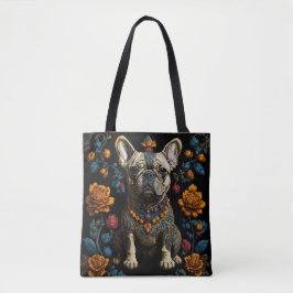 Bolso De Tela Bulldog de arte folclórico de México