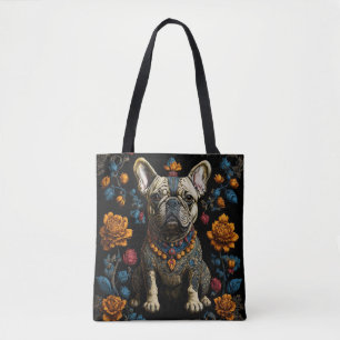 Bolso De Tela Bulldog de arte folclórico de México