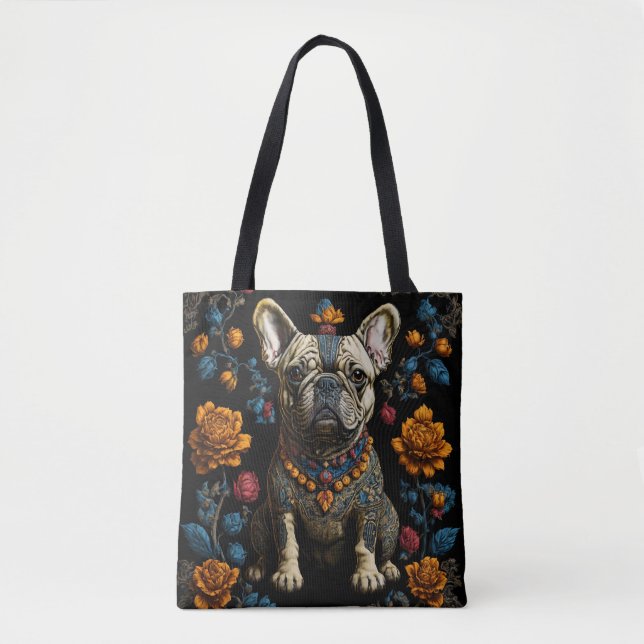 Bolso De Tela Bulldog de arte folclórico de México (Anverso)