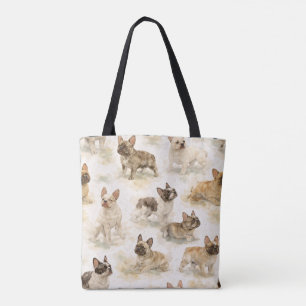 Bolso De Tela Bulldog francés acuarela