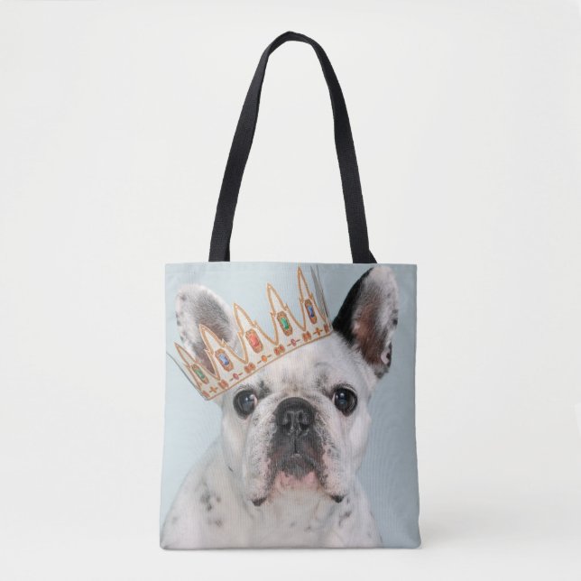 Bolso De Tela Bulldog francés con corona (Anverso)