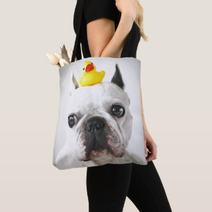 Bolso De Tela Bulldog francés con el pato de goma
