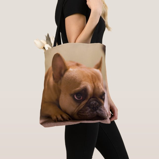 Bolso De Tela Bulldog francés con la cara inocente (Detalle)