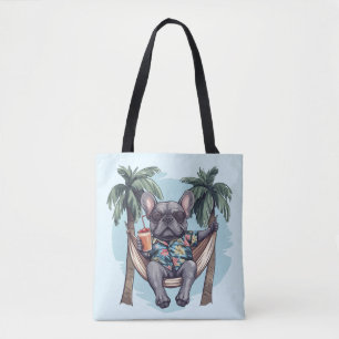 Bolso De Tela Bulldog Francés con Top Hawaiano