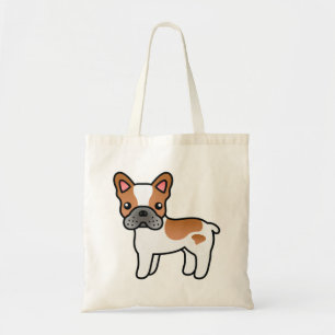 Bolso De Tela Bulldog Francés de Dibujos Animados Piebald Rojo