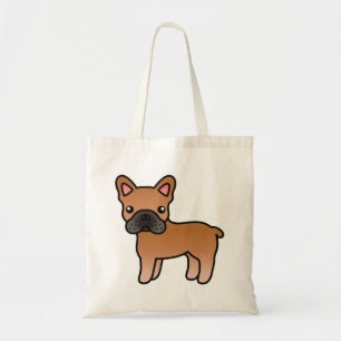Bolso De Tela Bulldog Francés de Dibujos Animados Rojo