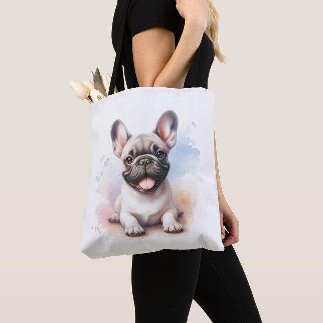 Bolso De Tela Bulldog francés en acuarela (Detalle)