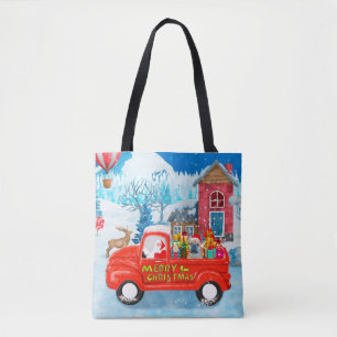 Bolso De Tela Bulldog francés en la nieve de camión de Navidades