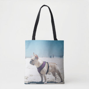 Bolso De Tela Bulldog francés en la playa