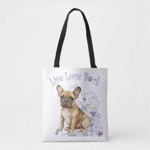 Bolso De Tela Bulldog Francés Floral