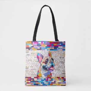 Bolso De Tela Bulldog francés - Frenchie - mosaico colorido