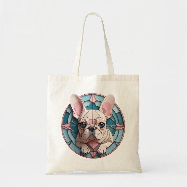 Bolso De Tela Bulldog francés Kawaii Pastel Sained Glass (Frente)