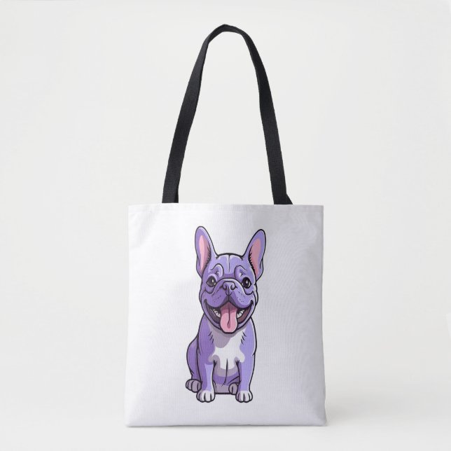 Bolso De Tela Bulldog francés Lilac (Anverso)