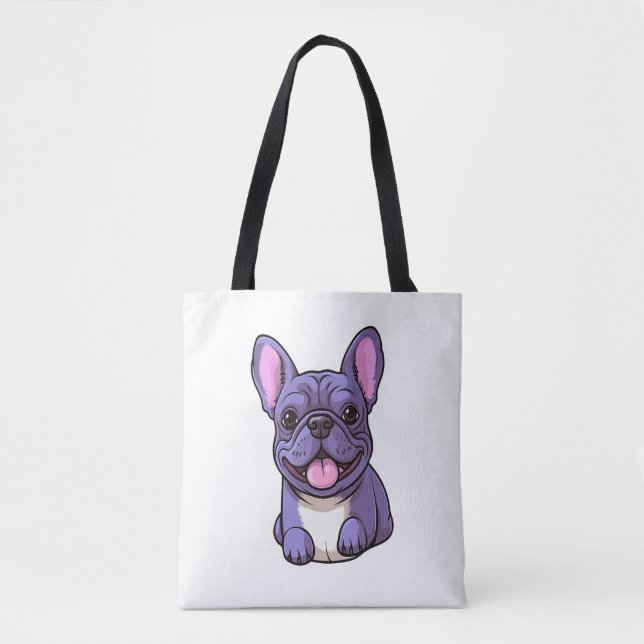 Bolso De Tela Bulldog francés Lilac (Anverso)
