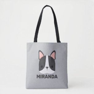Bolso De Tela Bulldog francés lindo con nombre personalizado